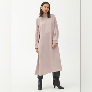 ARKET Blush Pink Flared Dress Viscose Satin 34 4 US
